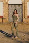 Earthly Temptation – Khaki Beaded Corset and Flared Trousers