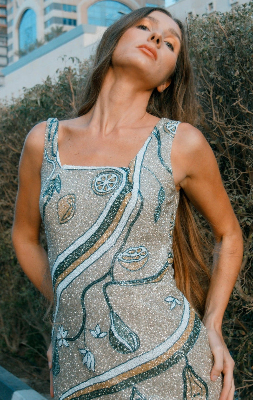 Limoncello Lies Dress (Metallic Sparkle Beads)