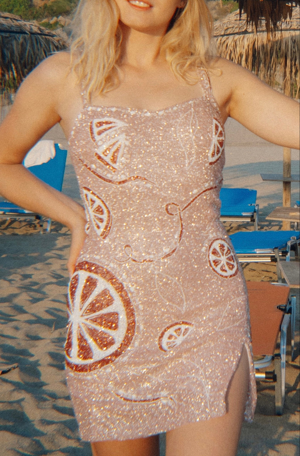 Grapefruit Kiss Dress (Metallic Sparkle Beads)