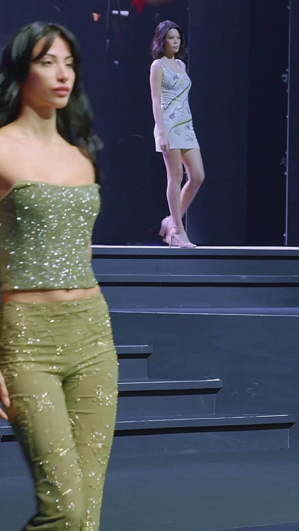 Earthly Temptation – Khaki Beaded Corset and Flared Trousers