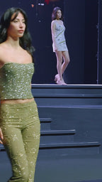 Earthly Temptation – Khaki Beaded Corset and Flared Trousers